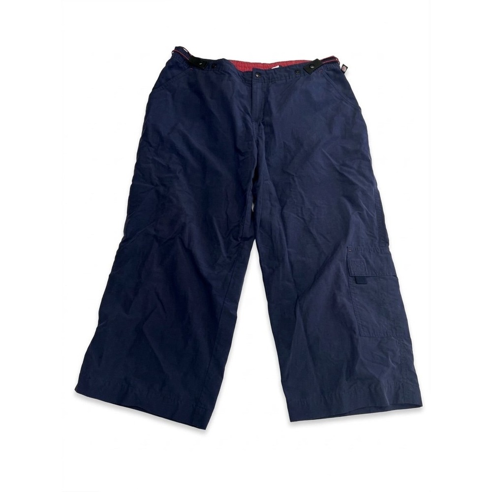 Y2K Lee Dungarees Cargo Pants Womens 11 Navy Blue  Wide Leg Cropped Utility